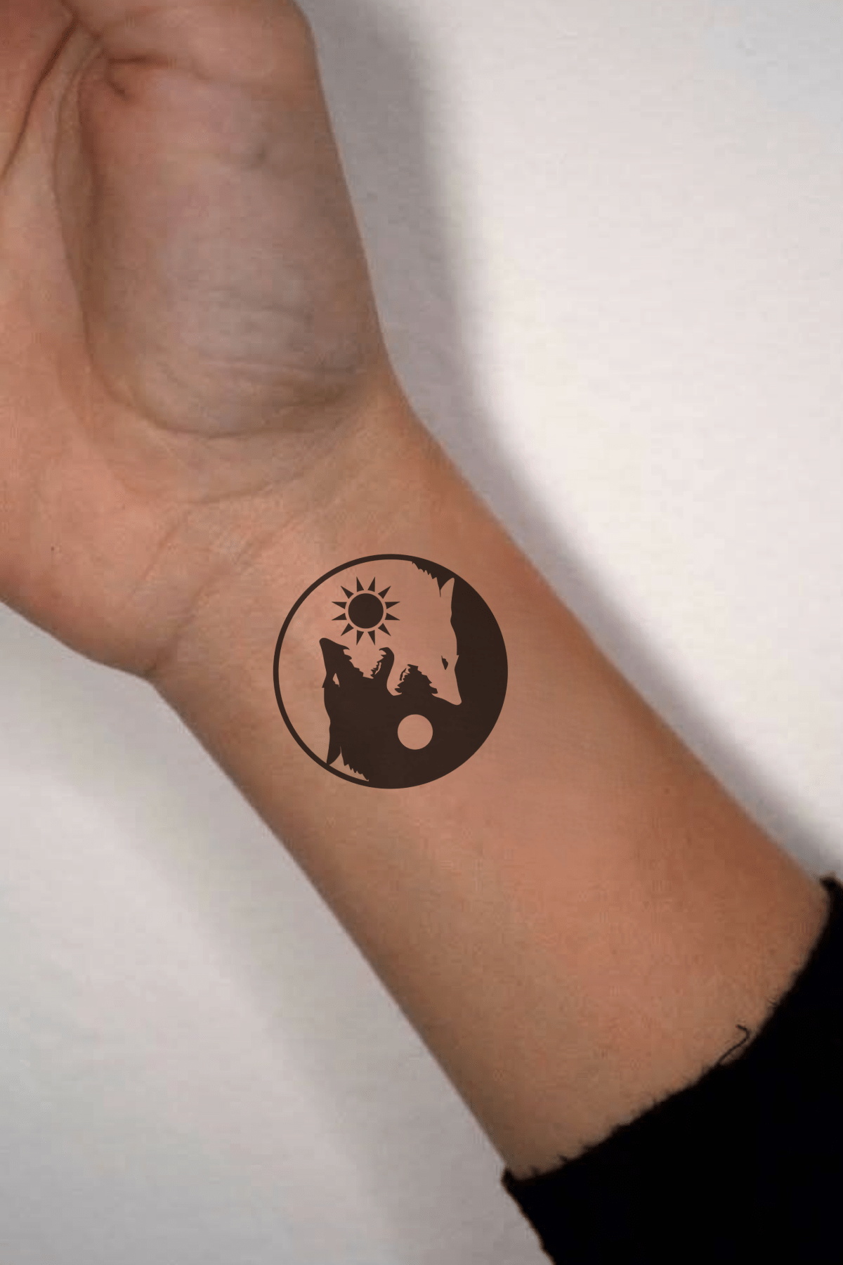 Double Wolf With Sun And Moon - Ink Sansar