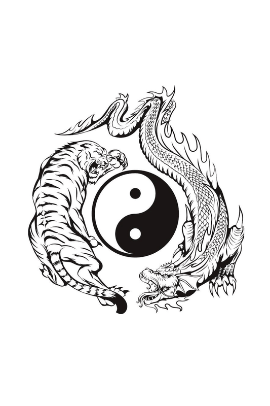 Tiger Dragon Yin Yang Semi Permanent Tattoo - Ink Sansar
