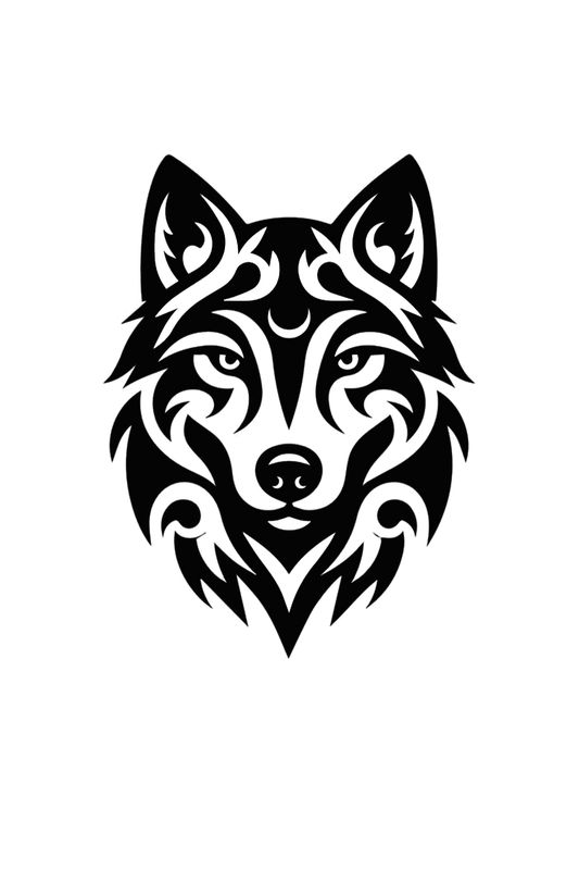 Wolf Front Face Semi Permanent Tattoo - Ink Sansar