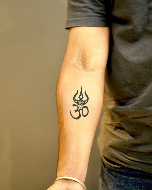 Om Trishul Semi Permanent Tattoo
