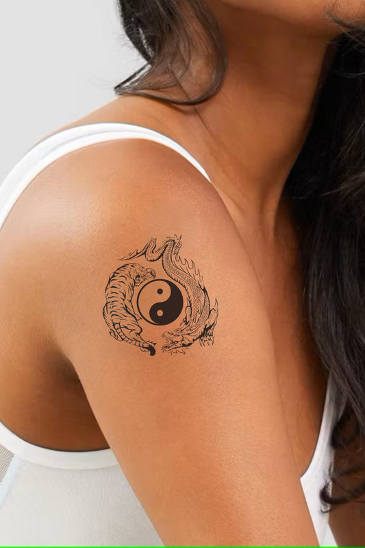 Tiger Dragon Yin Yang Semi Permanent Tattoo