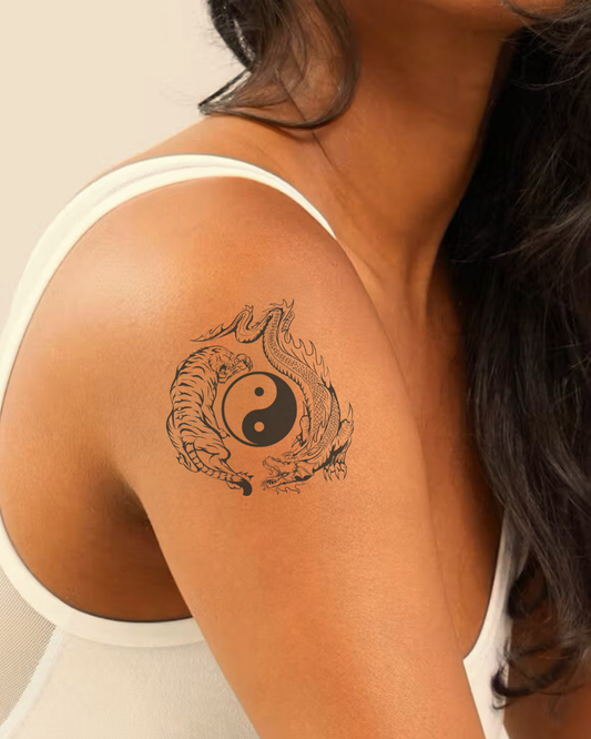 Tiger Dragon Yin Yang Semi Permanent Tattoo