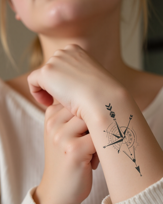 Compass Semi Permanent Tattoo
