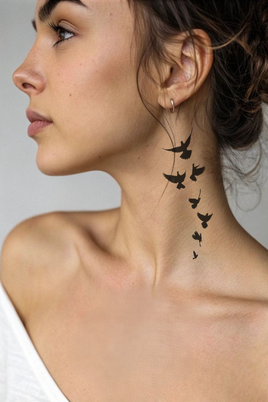 Flying Birds Semi Permanent Tattoo