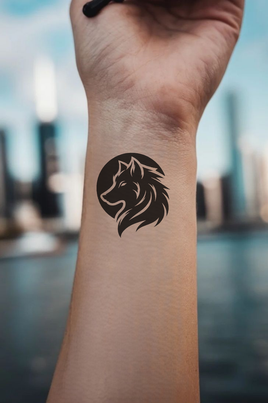 Black Wolf Side Head Angle Semi Permanent Tattoo