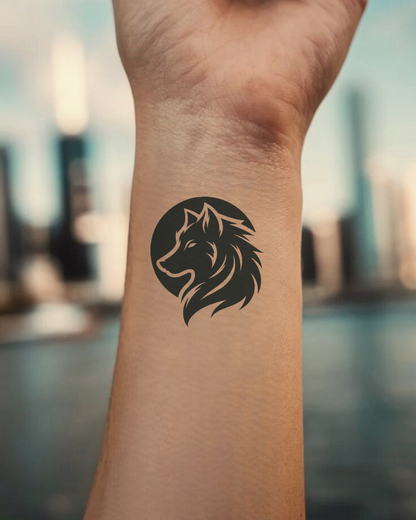 Black Wolf Side Head Angle Semi Permanent Tattoo