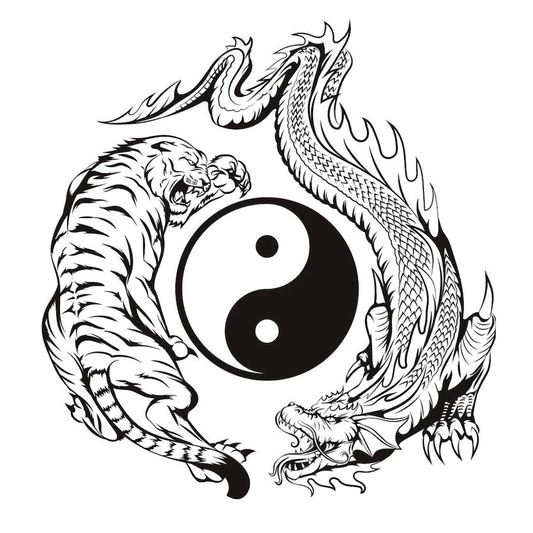 Tiger Dragon Yin Yang Semi Permanent Tattoo