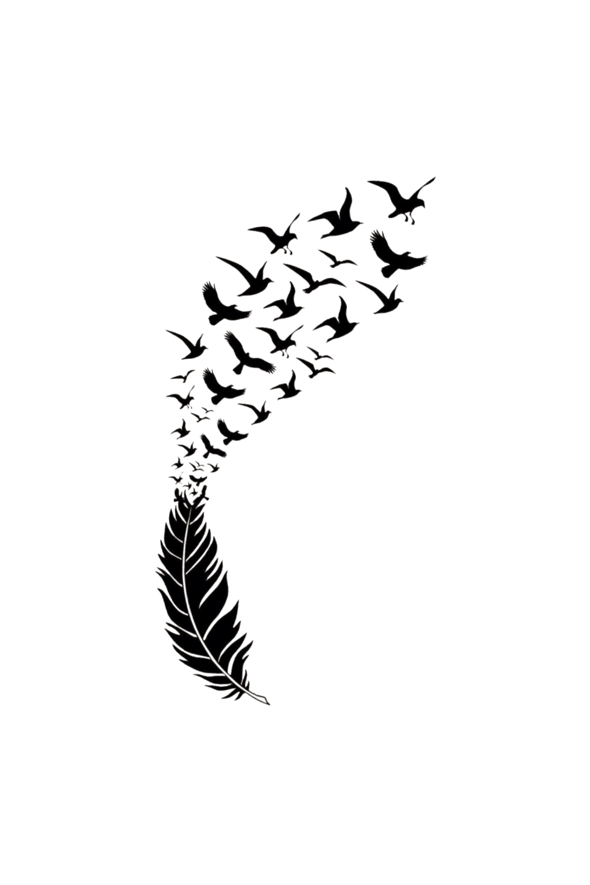 Feather & Bird Fly Semi Permanent Tattoo - Ink Sansar