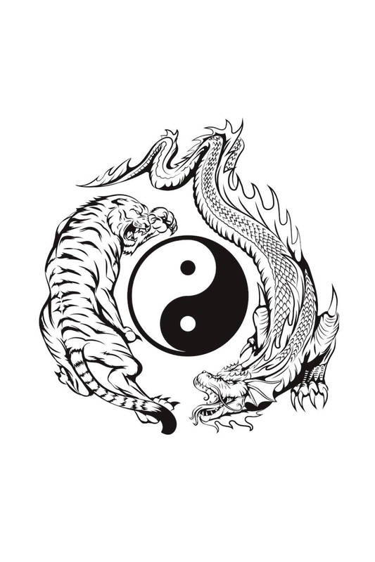 Tiger Dragon Yin Yang Semi Permanent Tattoo