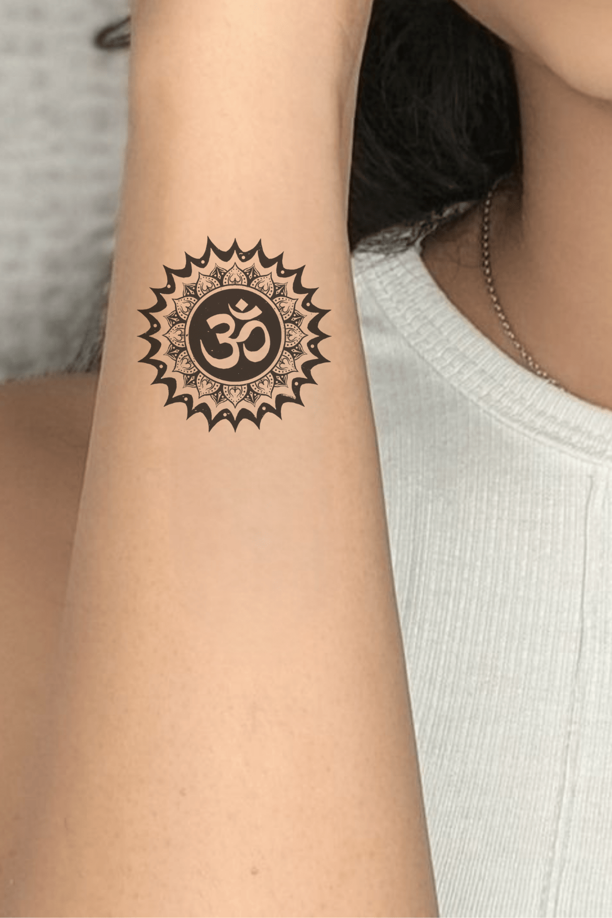 Om With Back Chakra Semi Permanent Tattoo - Ink Sansar