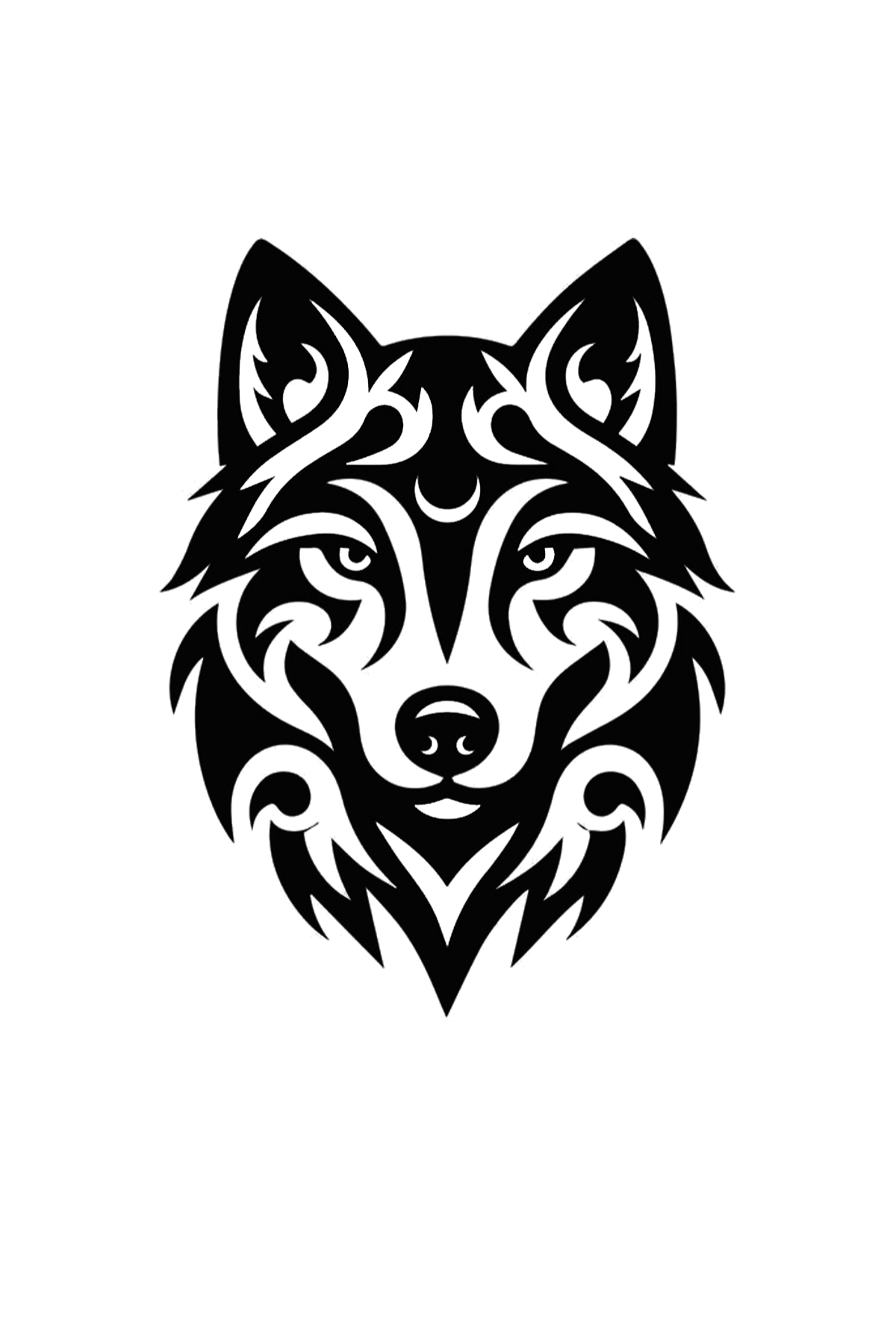 Wolf Front Face Semi Permanent Tattoo - Ink Sansar